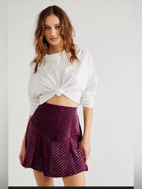 NWOT Free People Camden ribbed velvet Mini Skirt